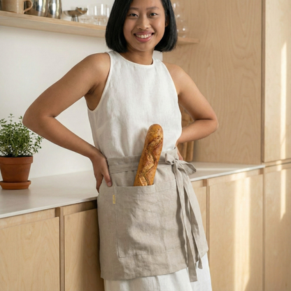 Natural Linen Half Apron
