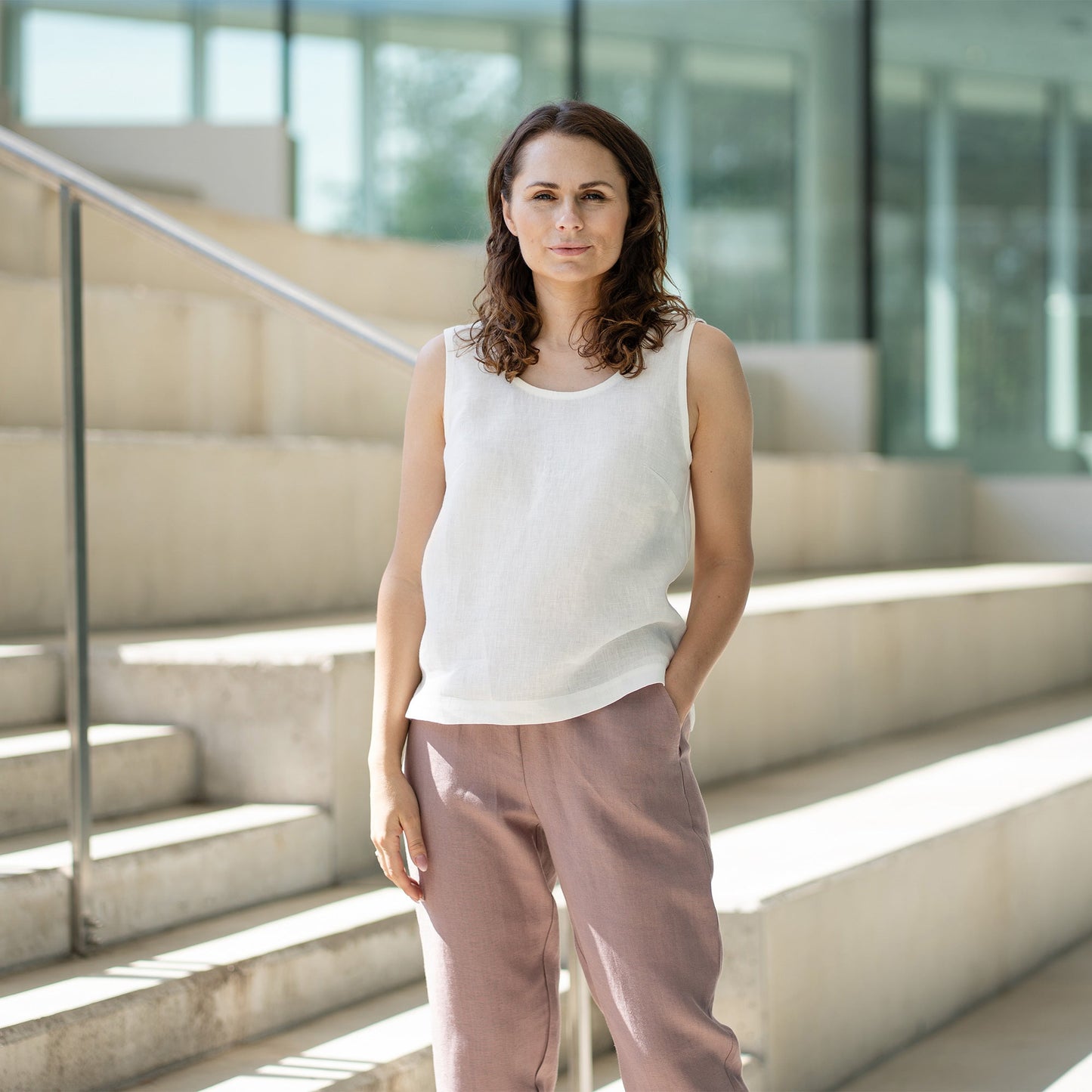 Linen Tank Top Hana Pure White