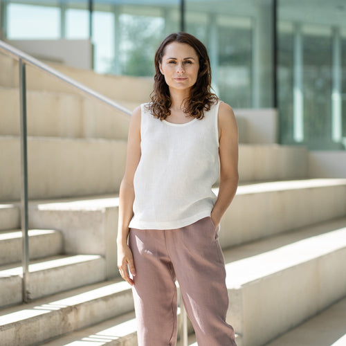 Linen Tank Top Hana Pure White