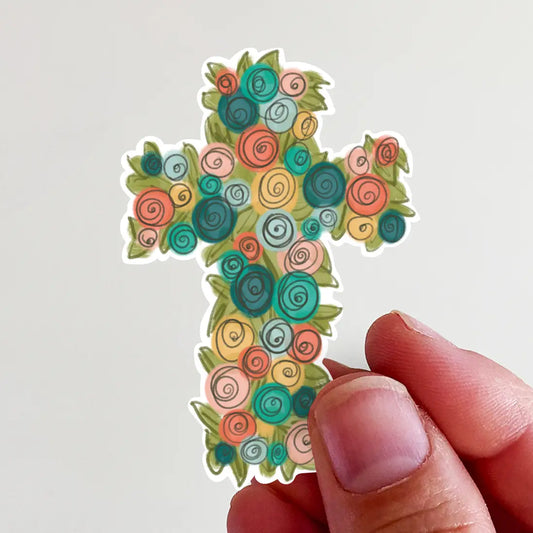 Floral Vinyl Cross Sticker