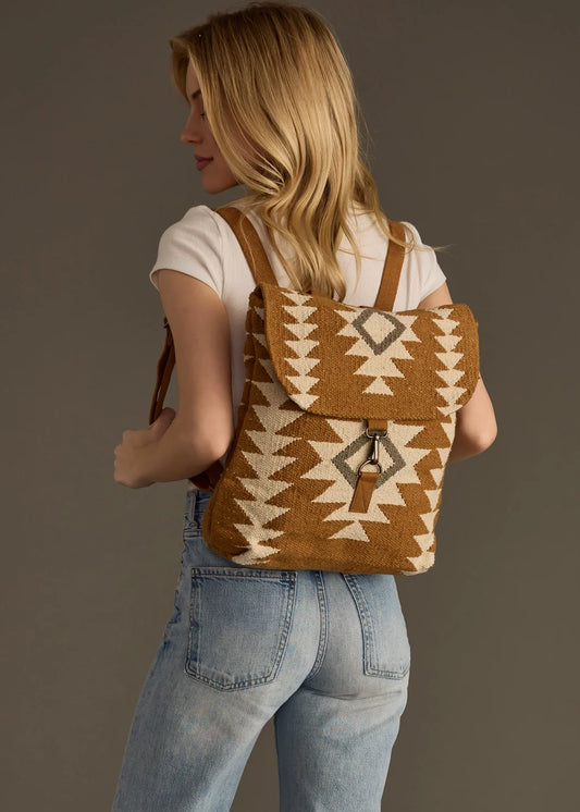 Camel, Cream & Gray Aztec Backpack