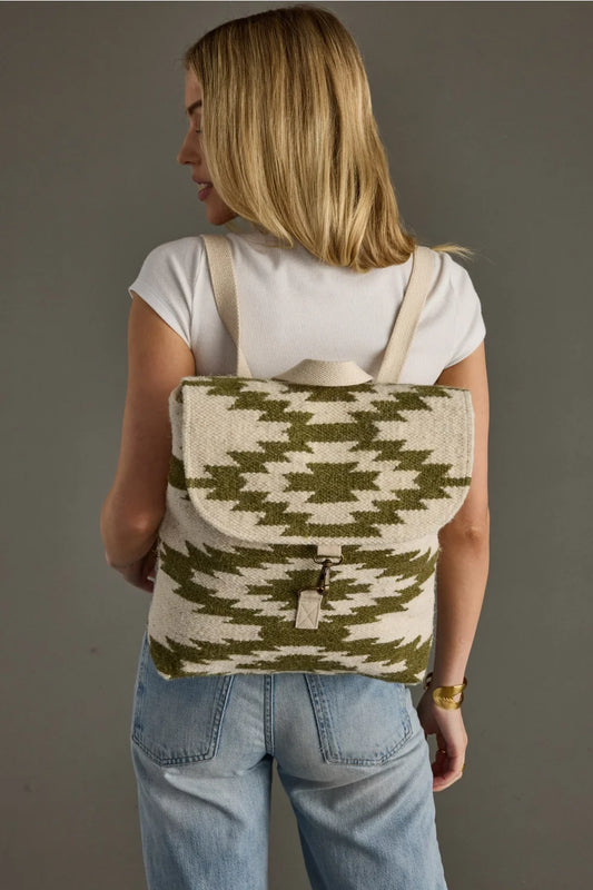 Cream & Olive Western Backpack