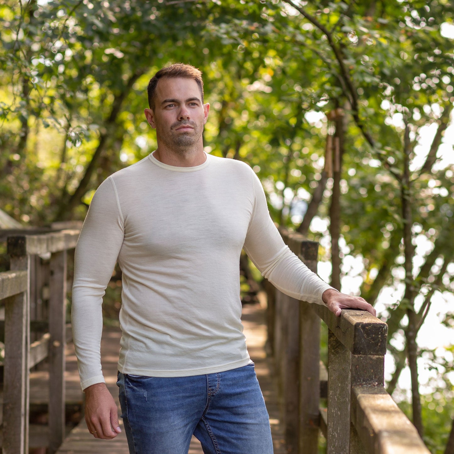 Men's 160 Merino Long Sleeve Crew Natural