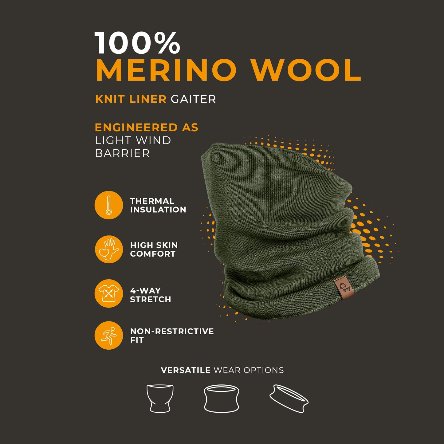 Liner Merino Wool Neck Gaiter For Women