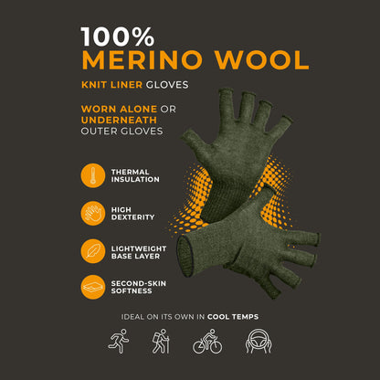 Merino Liner Fingerless Gloves for Women