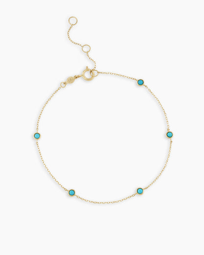 14K Gold Classic Five Turquoise Bracelet