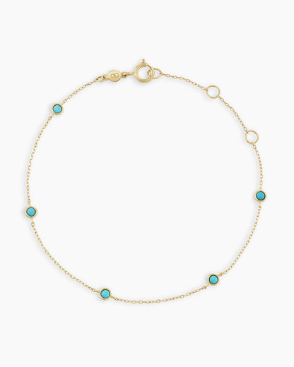 14K Gold Classic Five Turquoise Bracelet