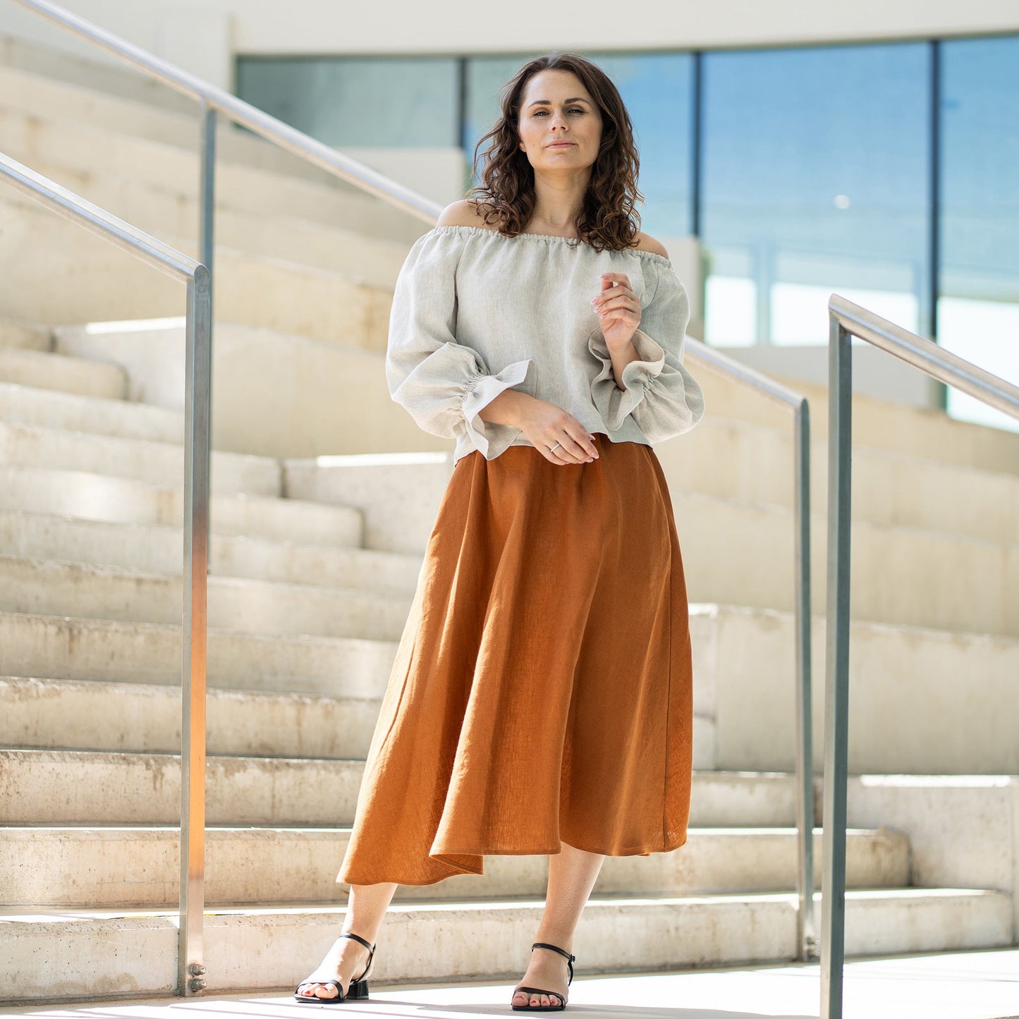 Off The Shoulder Linen Top Jessica