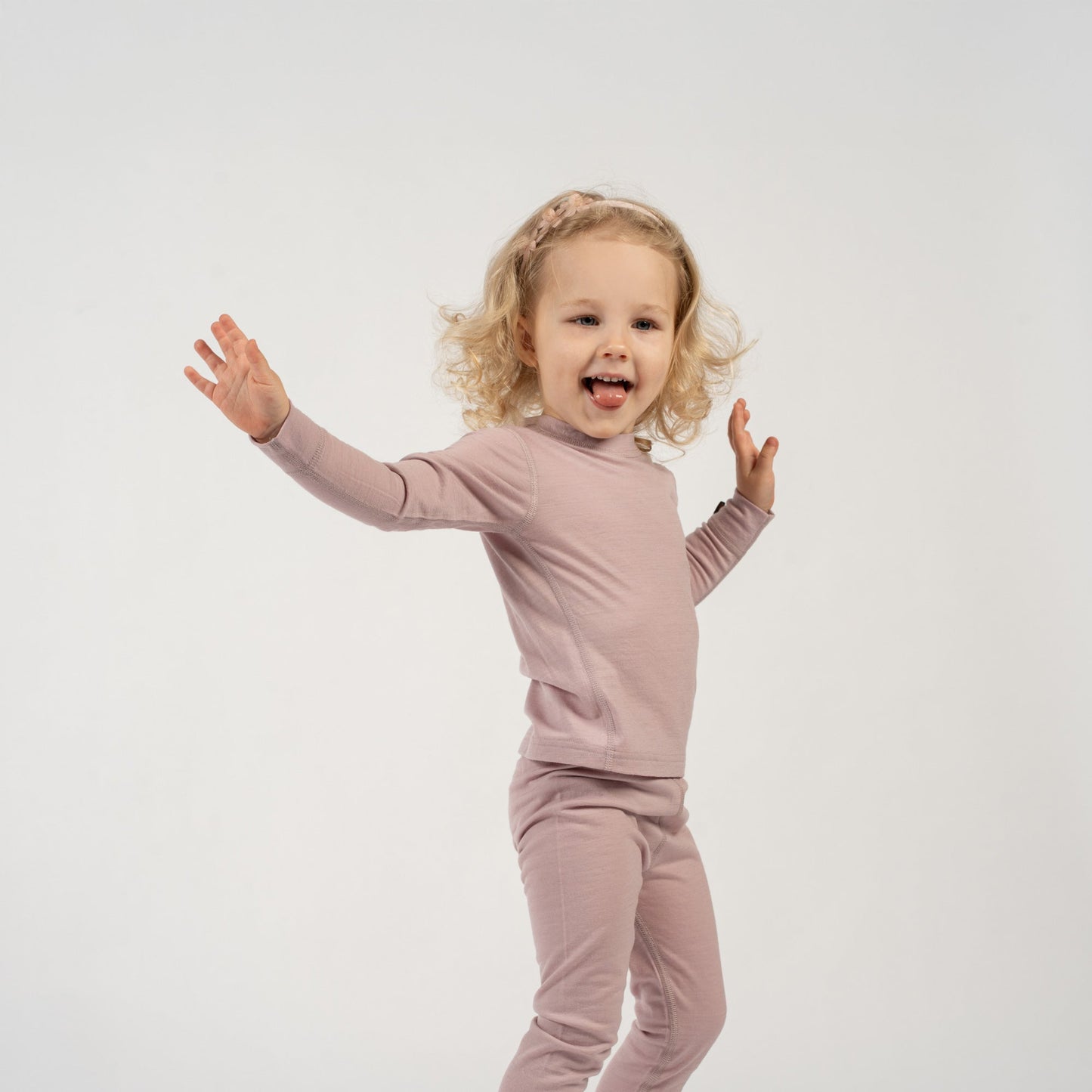 Kids' 160 Long Sleeve & Bottom 2-Piece Dusty Pink