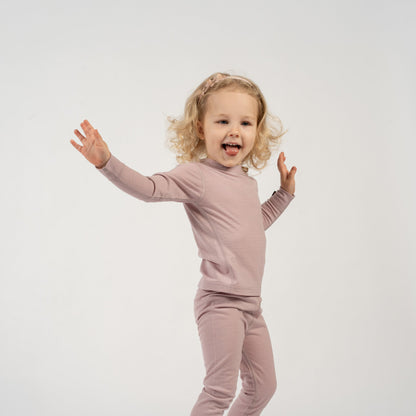 Kids' 160 Long Sleeve & Bottom 2-Piece Dusty Pink