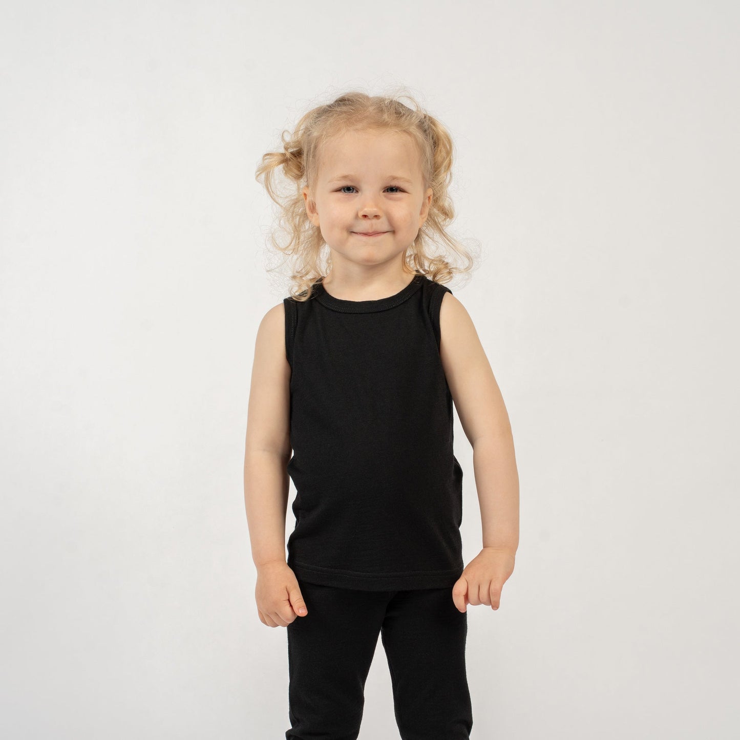 Kids' Merino Wool Singlet Tank Top Black