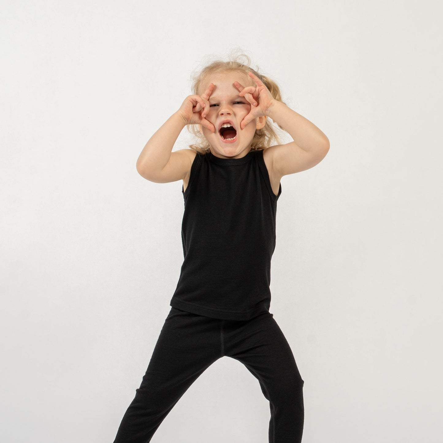 Kids' Merino Wool Singlet Tank Top Black