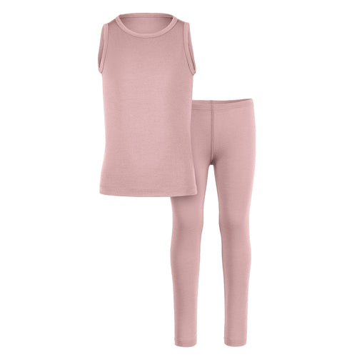 Kids' Merino Tank Top & Bottom 2-Piece Dusty Pink