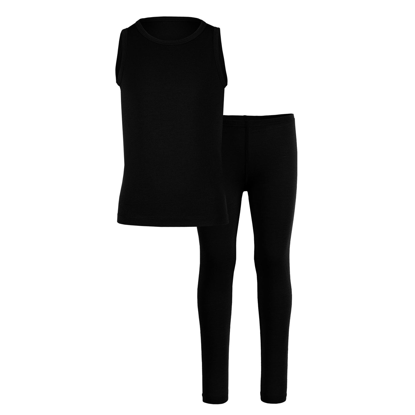Kids' Merino Tank Top & Bottom 2-Piece Black