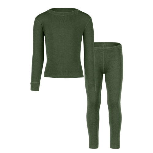 Kids' 250 Long Sleeve & Bottom 2-Piece Dark Green