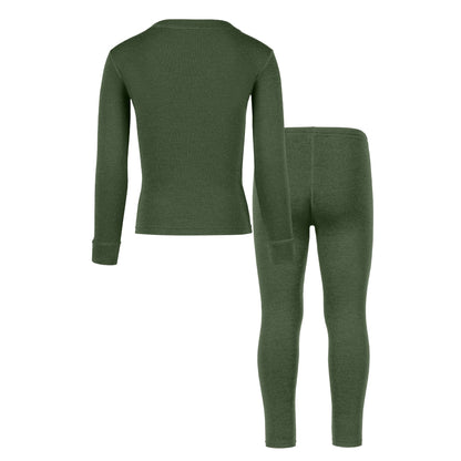 Kids' 250 Long Sleeve & Bottom 2-Piece Dark Green