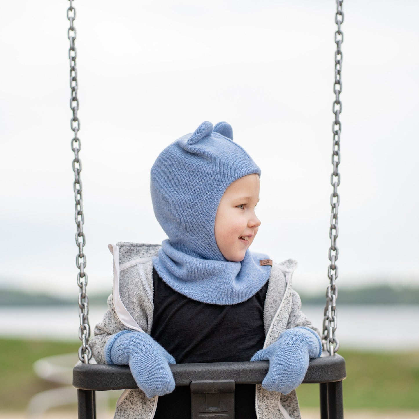 Kids' Knit Balaclava & Mittens Cashmere Blend 2-Piece