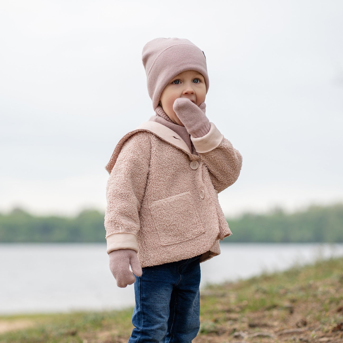Kids' Knit Double Mittens Cashmere Blend