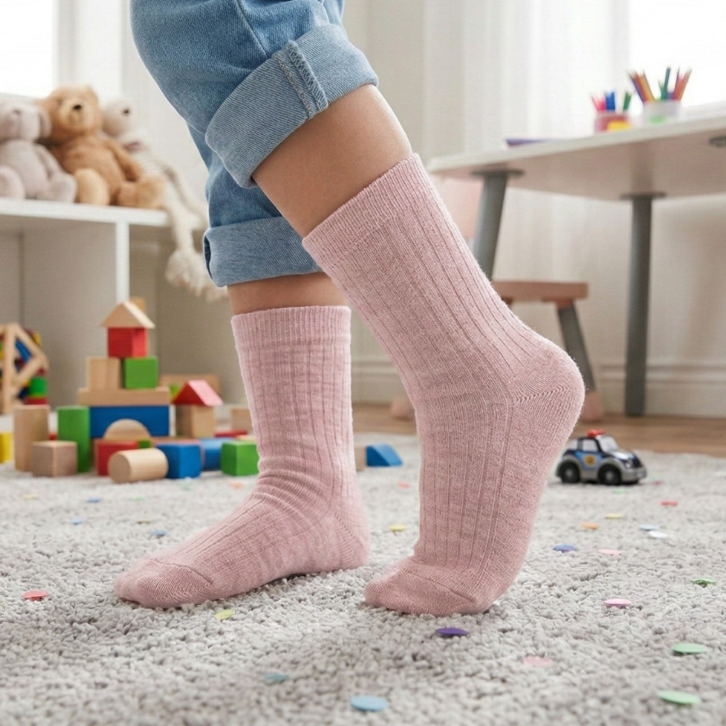 Kids' Breathable Merino Rib Crew Socks