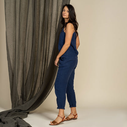 Linen Slip Top & Pants 2-Piece Storm Blue