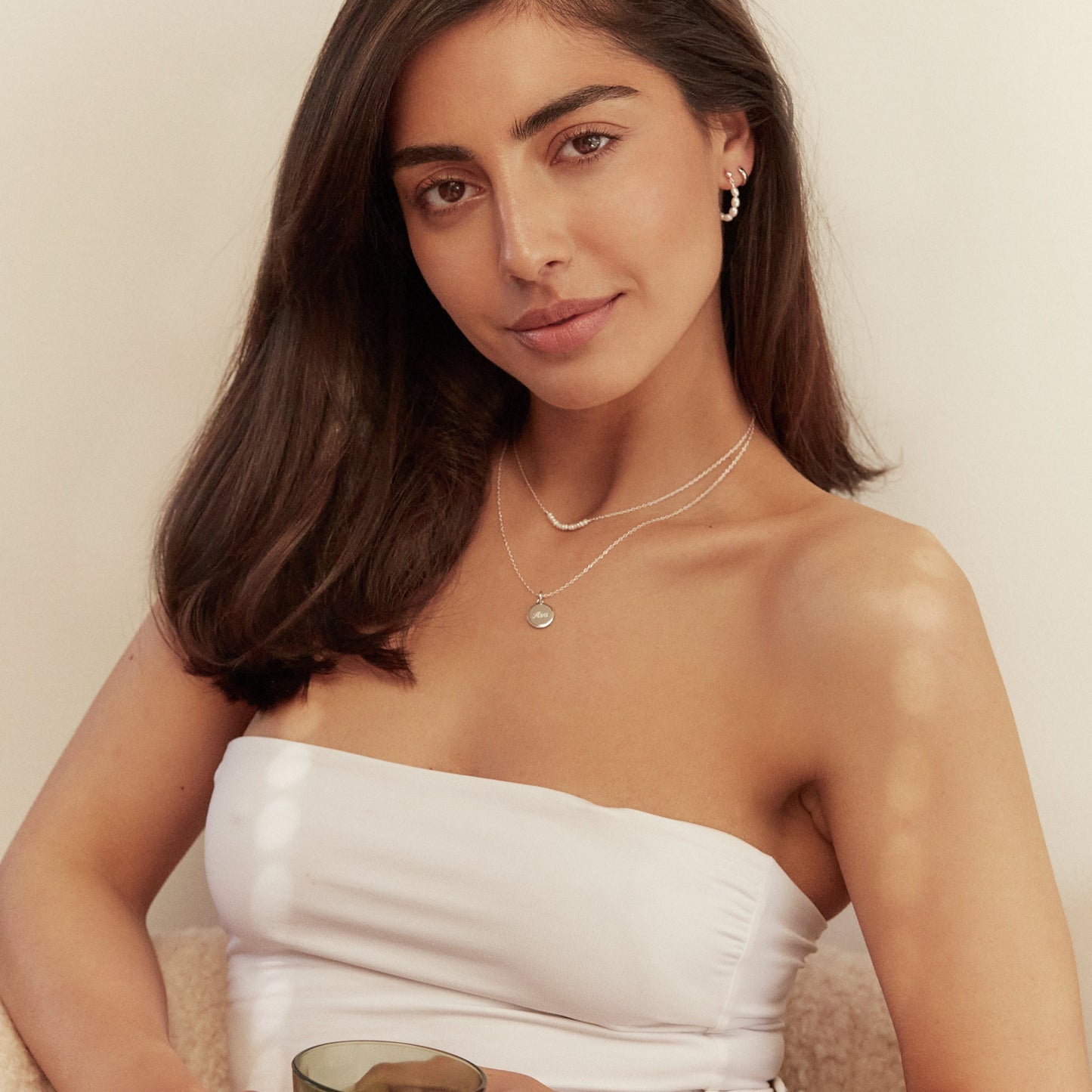 Silver Small Round Engraved Disc Necklace