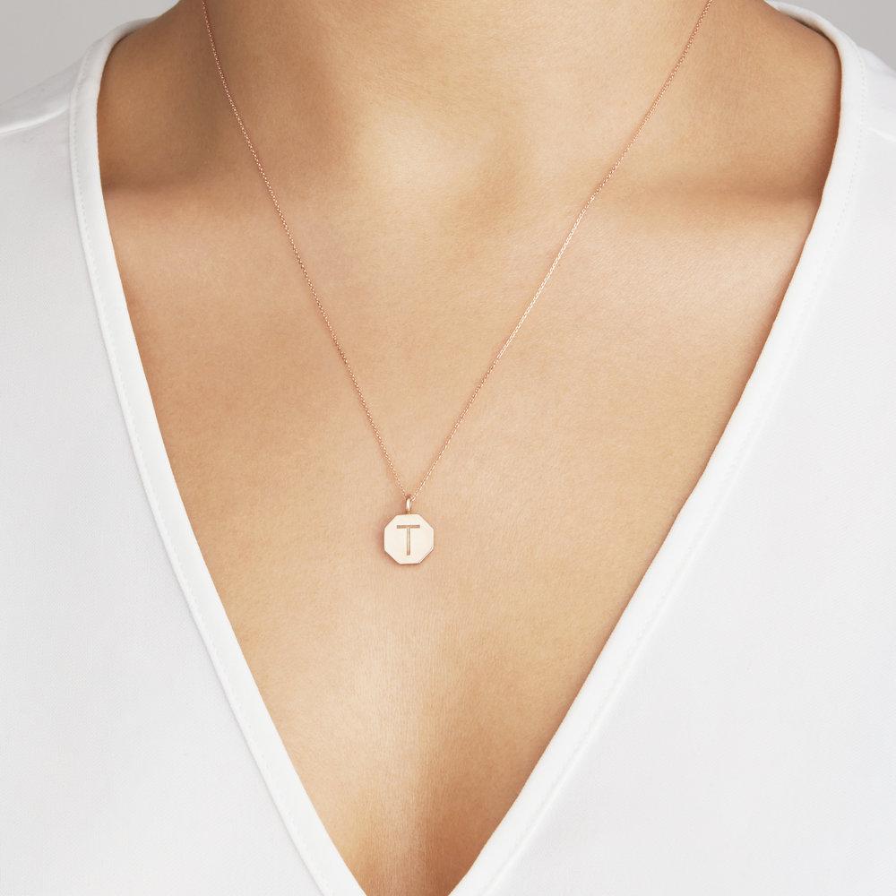 Rose Gold Personalised Hexagon Necklace