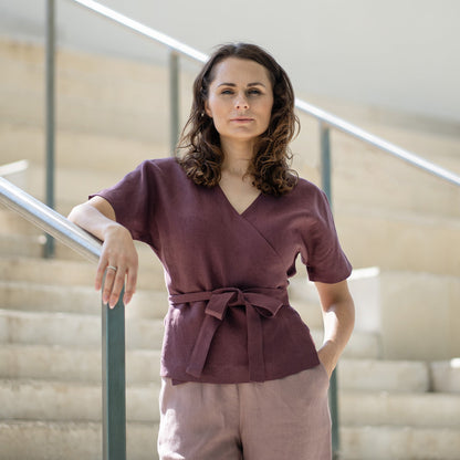 V-Neck Wrap Blouse Lila
