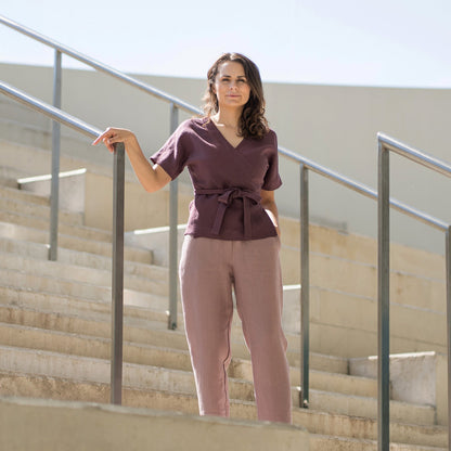 V-Neck Wrap Blouse Lila