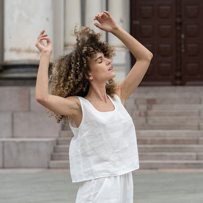 Linen Crop Top & Pants 2-Piece