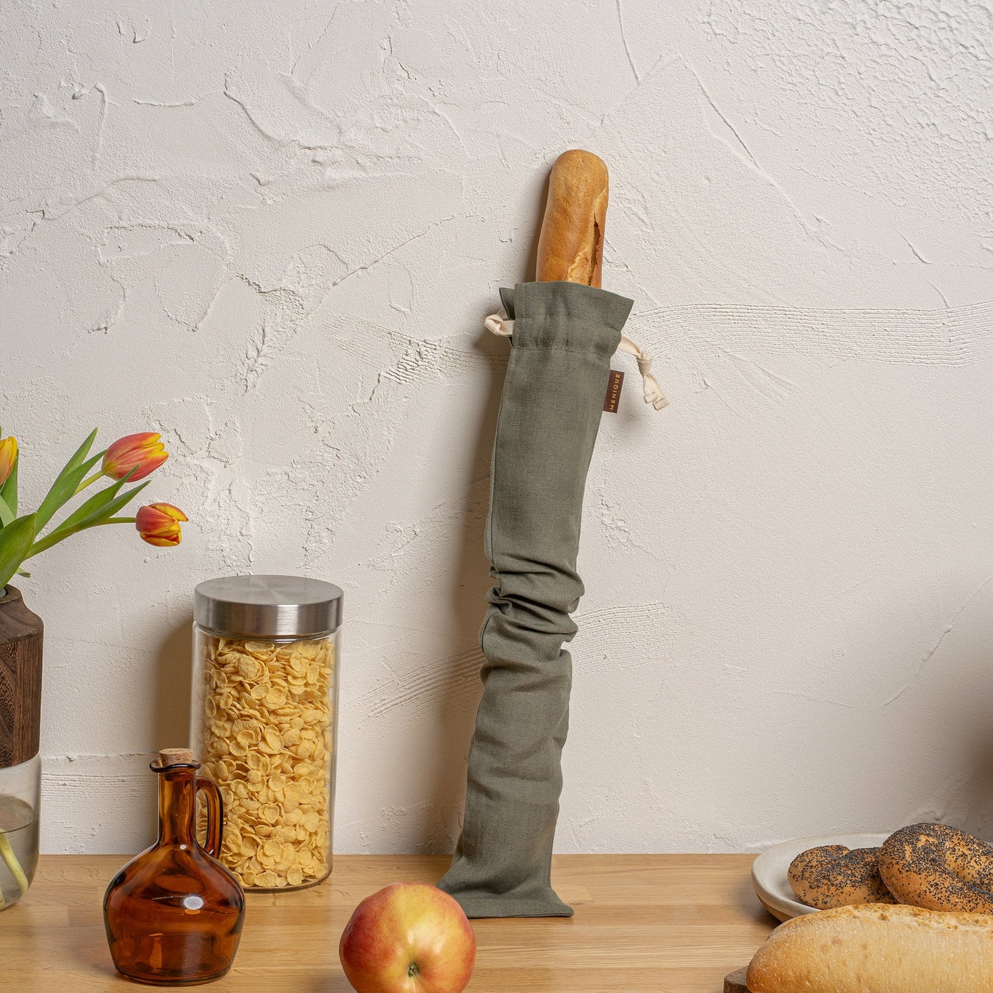 Natural 100% Linen Reusable Bread Bags 2-Pack