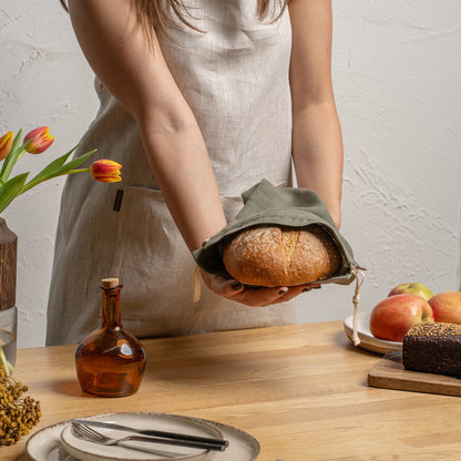 Drawstring Linen Bread Bag