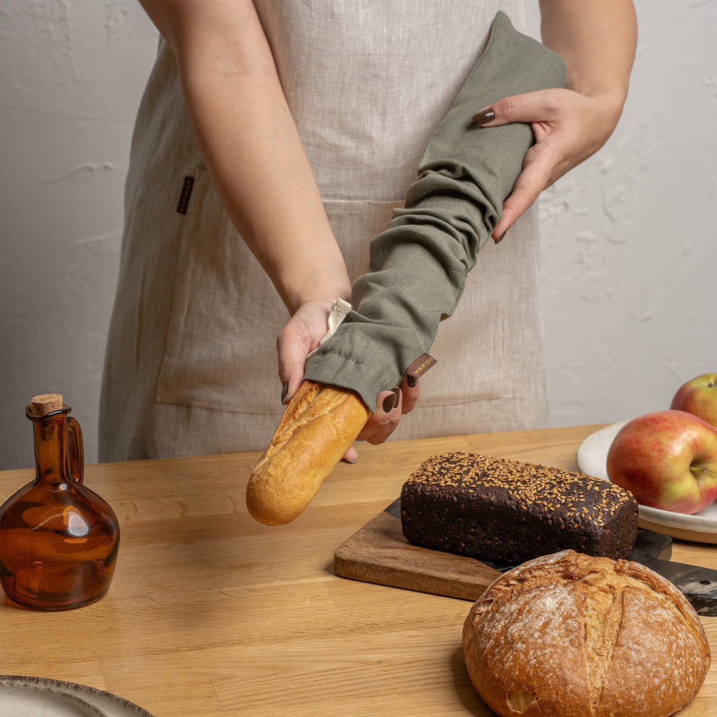 Drawstring Linen Bread Bag