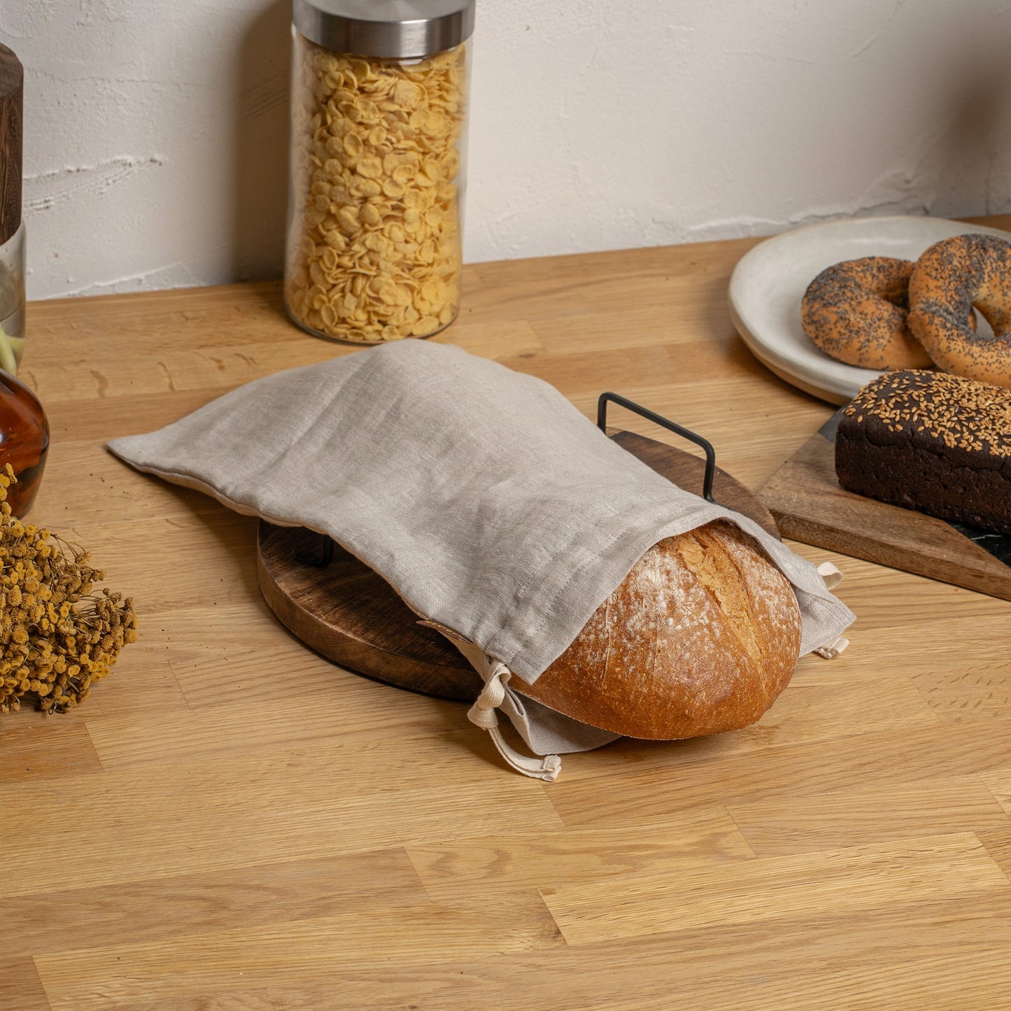 Drawstring Linen Bread Bag