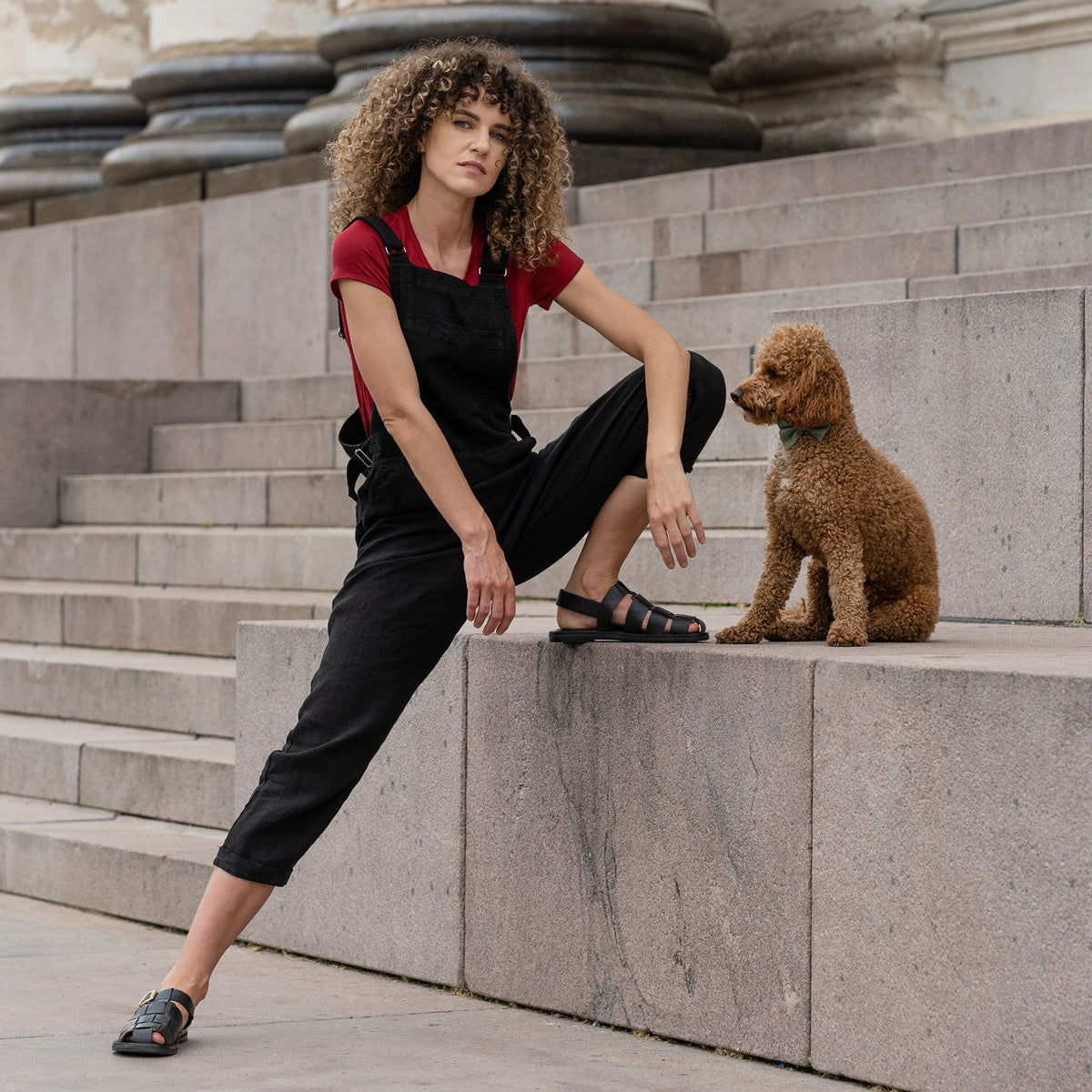 Linen Pinafore Jumpsuit Nicci Pure Black