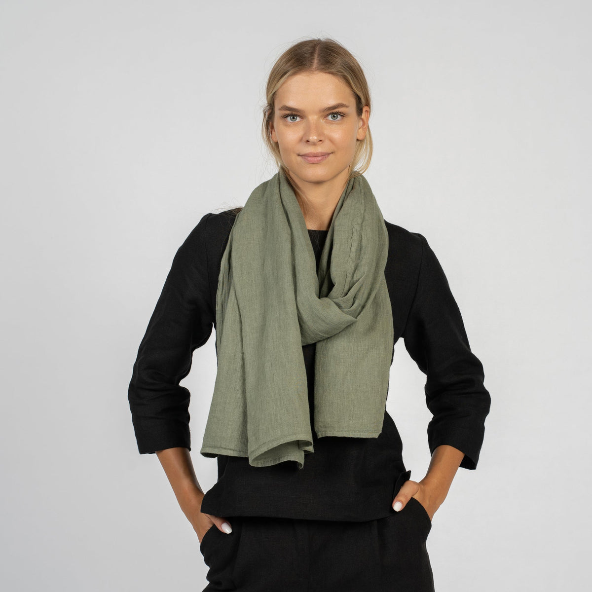 100% European Washed Linen Scarf