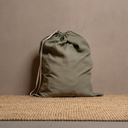Linen Laundry Bag with Drawstrings