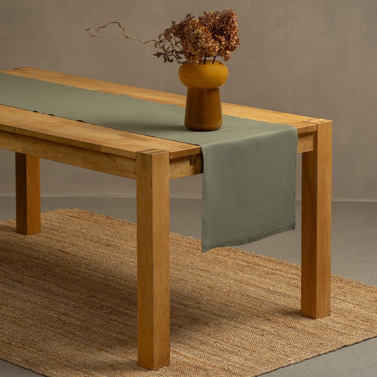 Linen Table Runner Dark Green