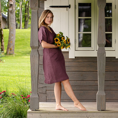 Linen Wrap Dress Eliana Shadow Purple