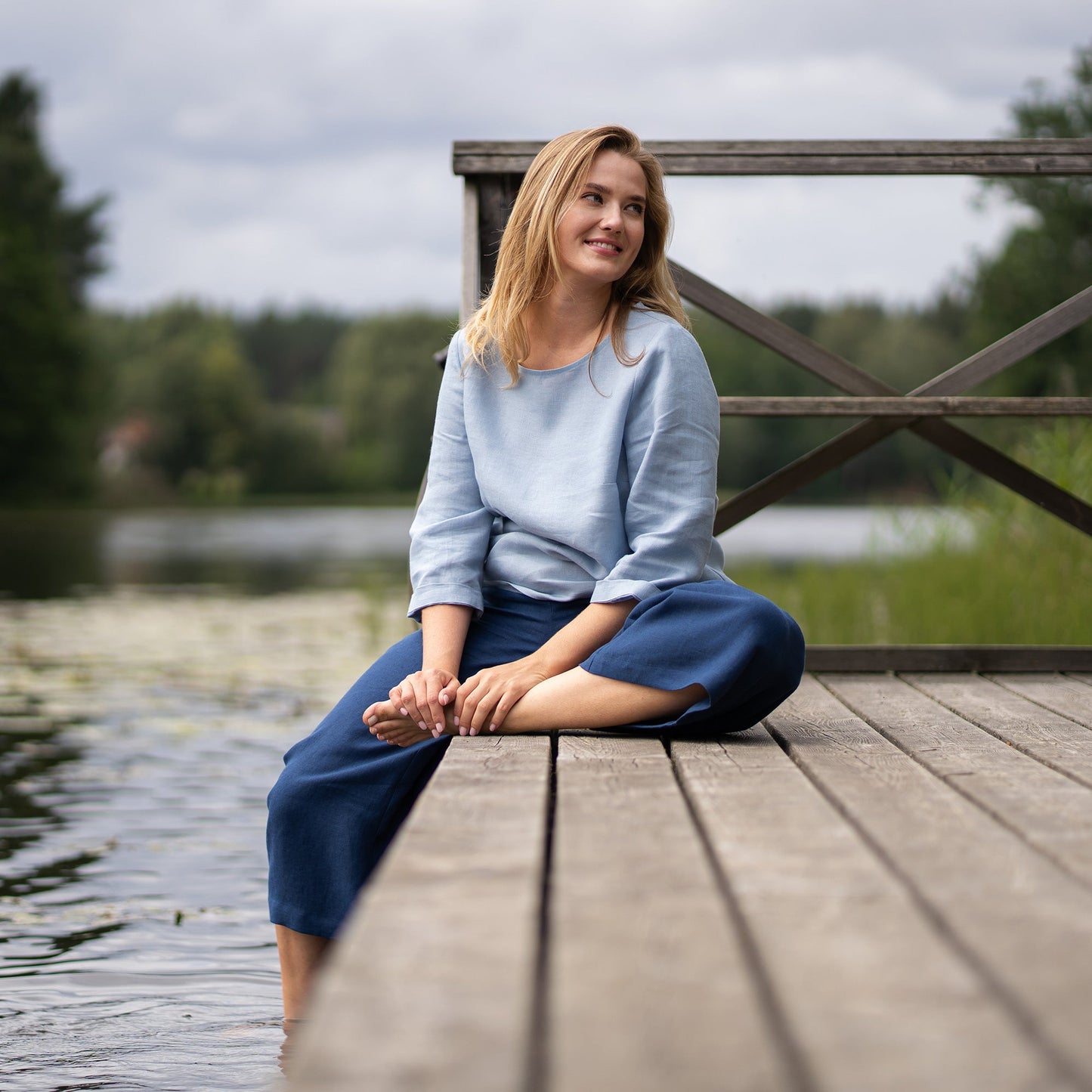 Linen Blouse Nora Cloudy Blue