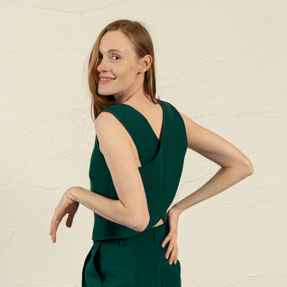 Cross Back Linen Top Serena