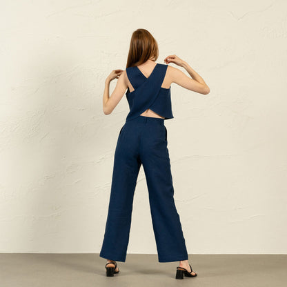 Cross Back Linen Top Serena