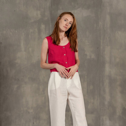 Button Front Crop Top Monica