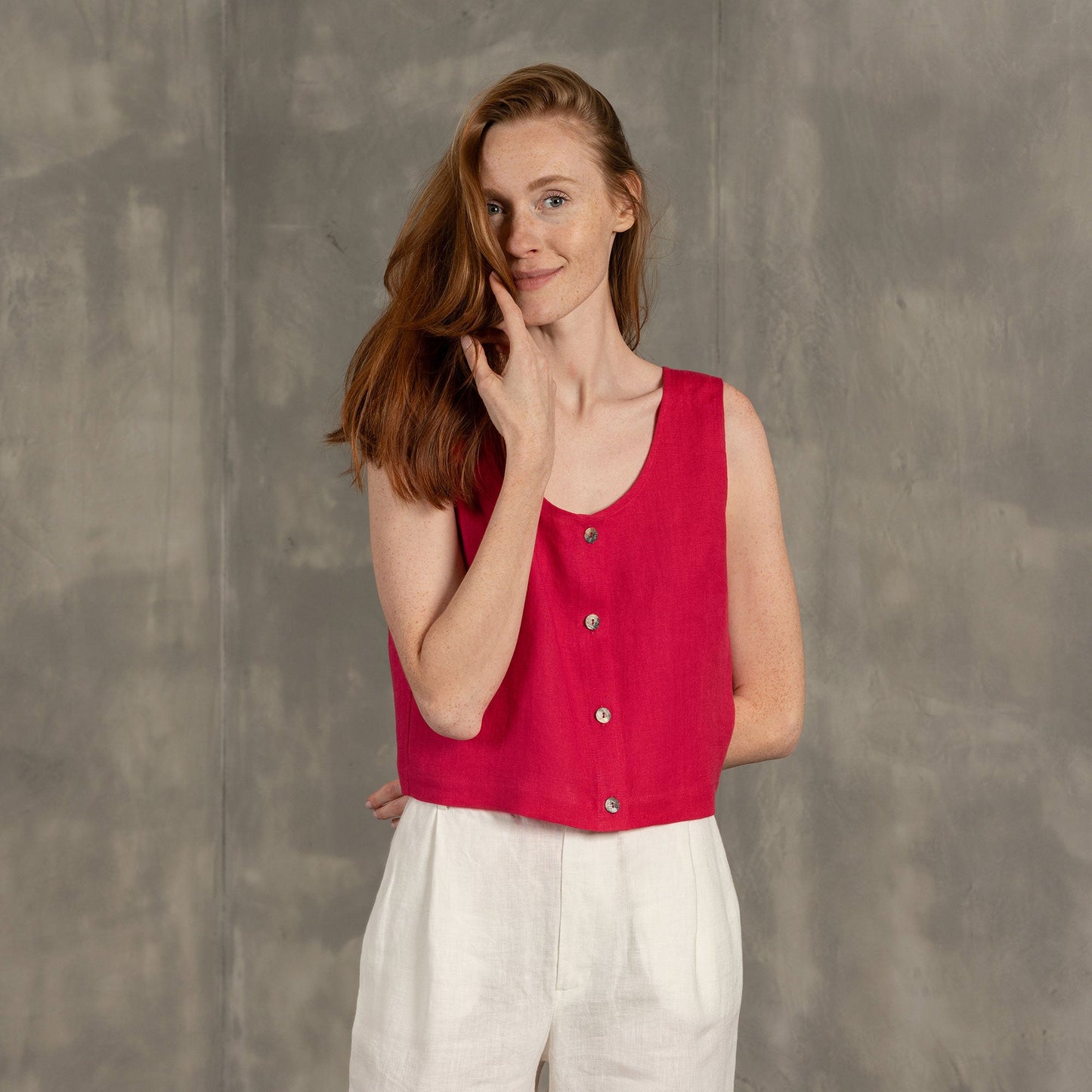 Button Front Crop Top Monica