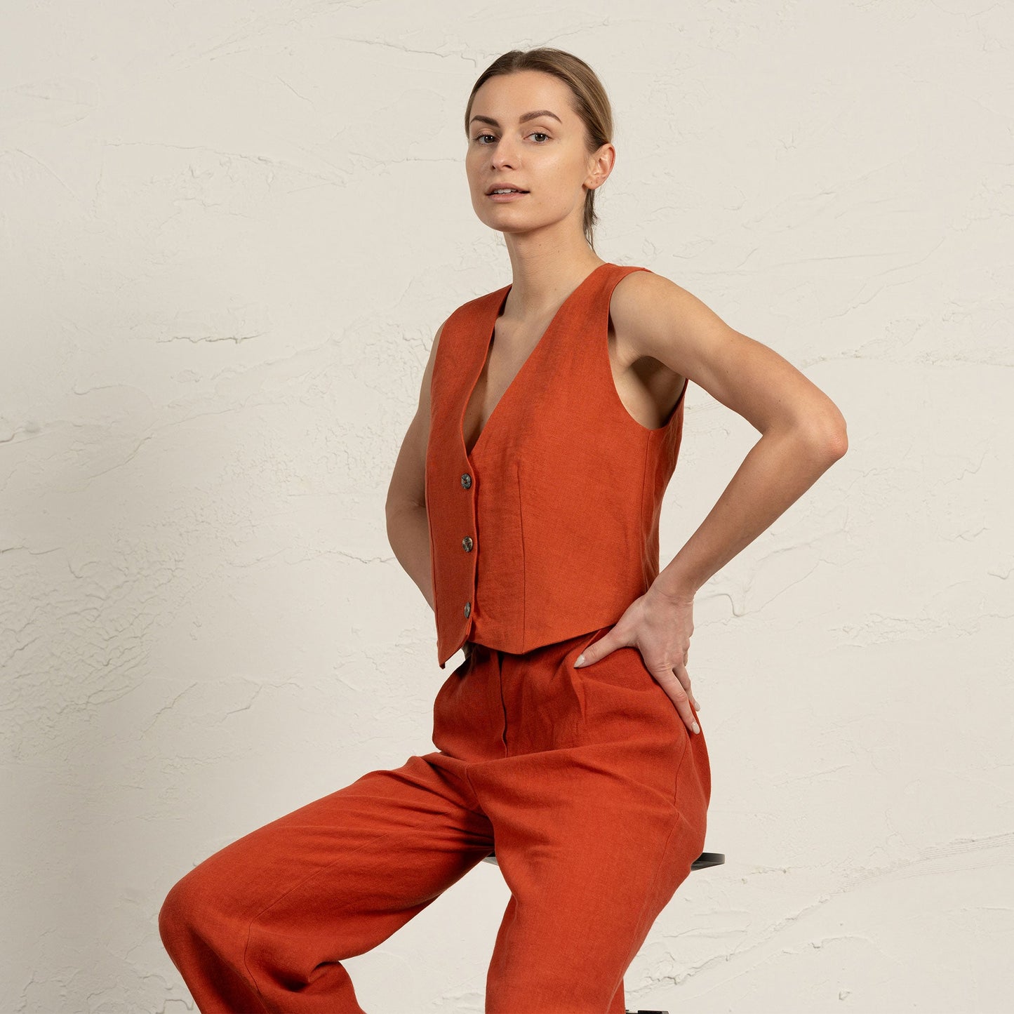 Classic Linen Waistcoat Ava