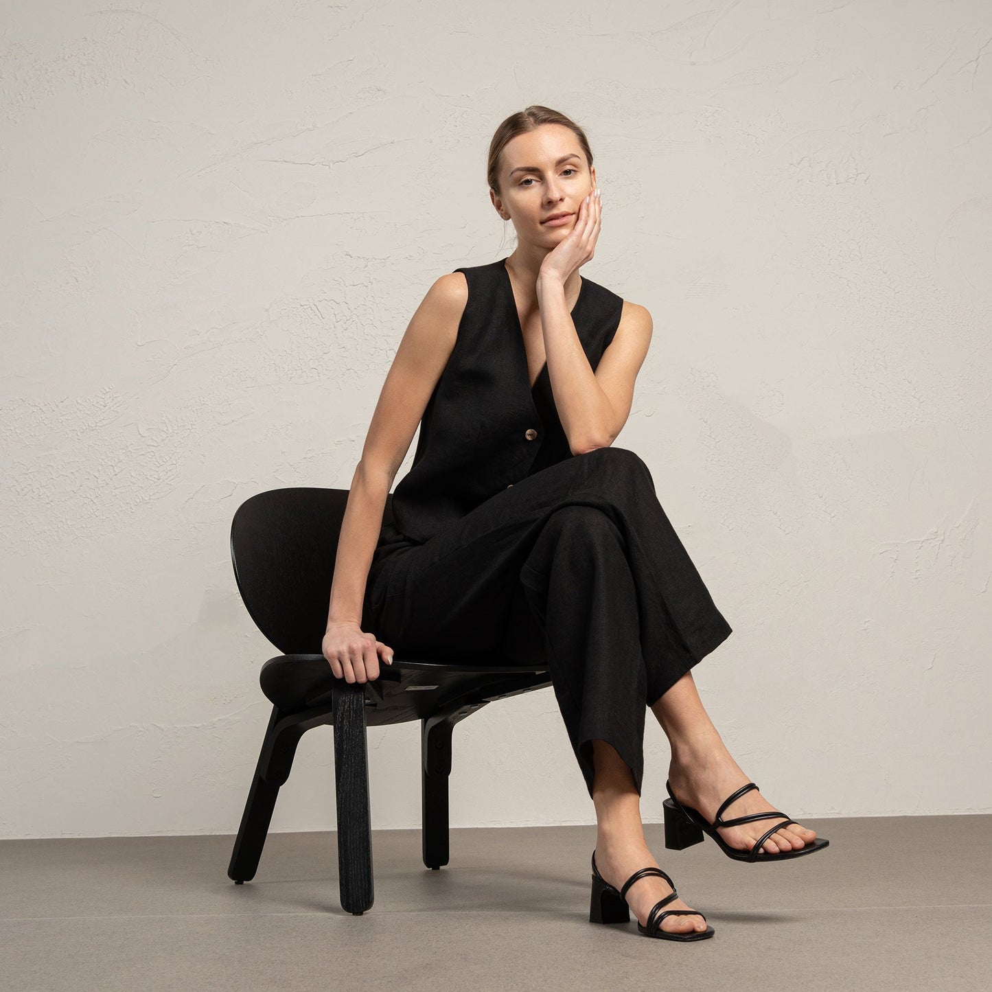 Linen Vest & Wide Leg Pants 2-Piece