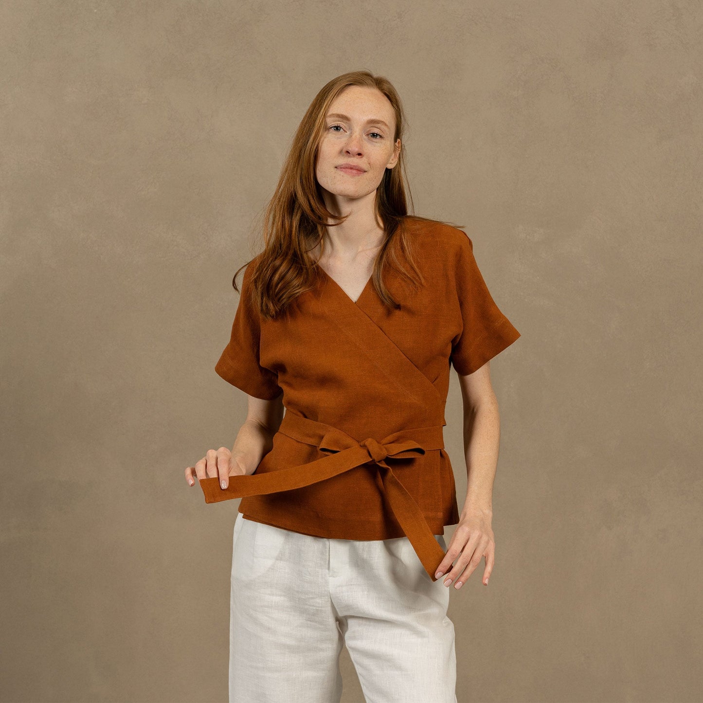 V-Neck Wrap Blouse Lila