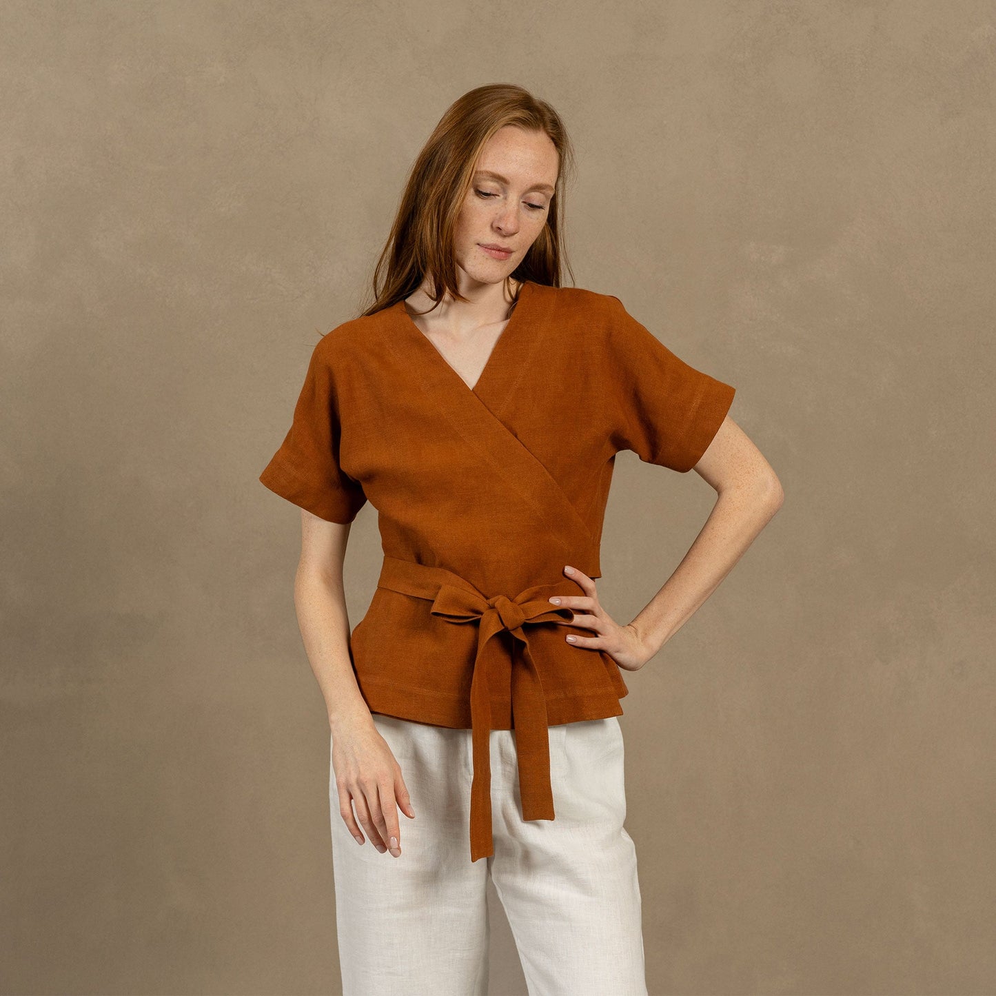 V-Neck Wrap Blouse Lila