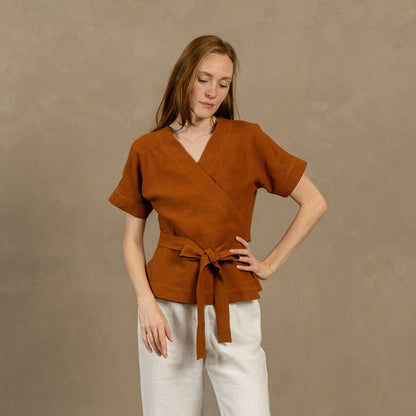 V-Neck Wrap Blouse Lila