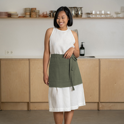 Natural Linen Half Apron