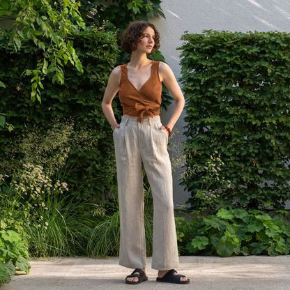 Linen Wrap Crop Top Aria